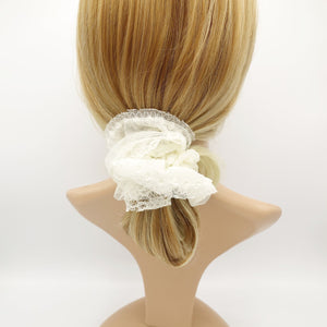 veryshine.com White Mesh lace layered women scrunchie hair tie scrunchies