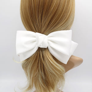 veryshine.com White Texas satin hair bow very big satin simple bow french hair barrette for Women