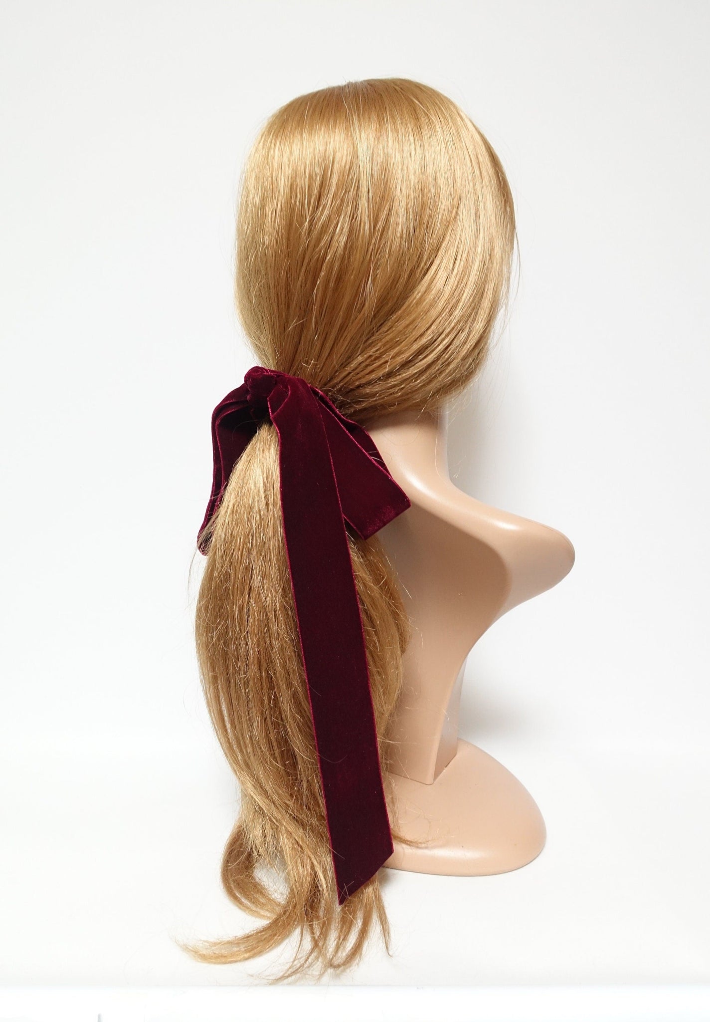 veryshine.com Wide velvet long tail hair bow ponytail holder claw clip stylish droopy bow ponytail clip