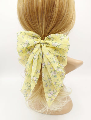 veryshine.com Yellow crinkled chiffon floral hair bow for women