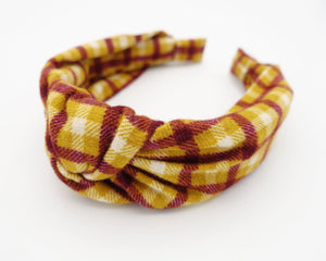 veryshine.com Yellow flannel knotted headband check pattern headband casual woman hairband woman hair accessories