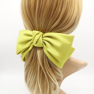 veryshine.com Yellow green Texas satin hair bow very big satin simple bow french hair barrette for Women