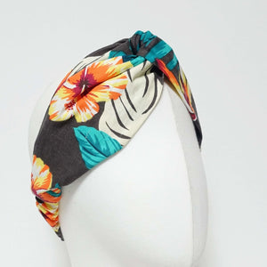 VeryShine cotton big flower print headband cross twist tropical print vacation hairband woman hair accessory