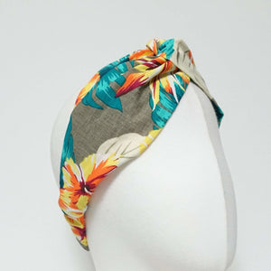 VeryShine cotton big flower print headband cross twist tropical print vacation hairband woman hair accessory