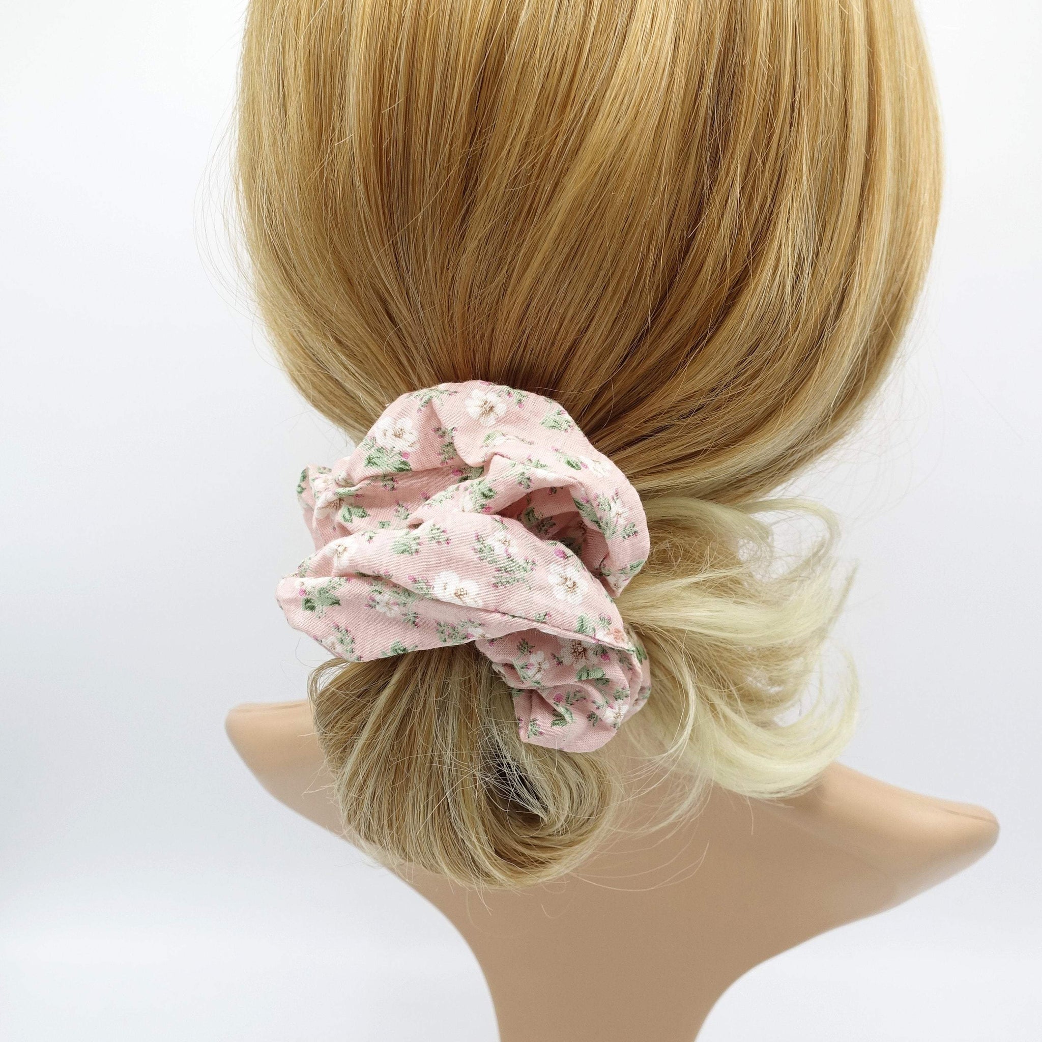 VeryShine cotton floral scrunchies pale color hair elastic scrunchie for women