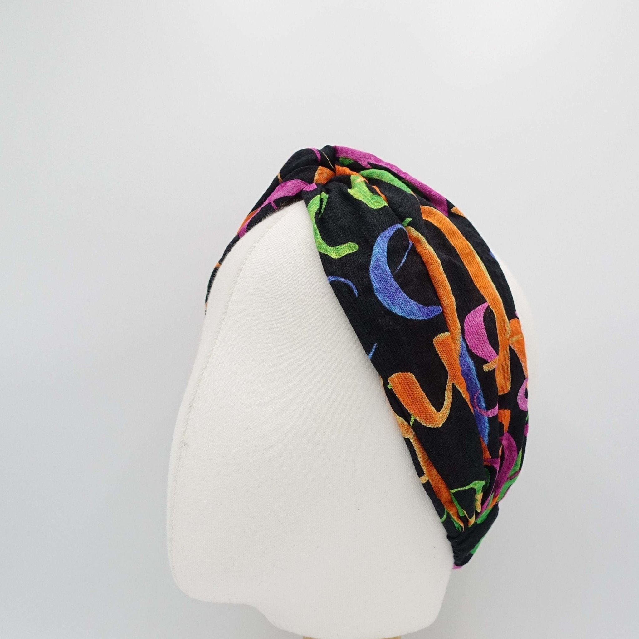 VeryShine cotton headband lettering pattern cross twist hairband casual elastic woman hair accessory