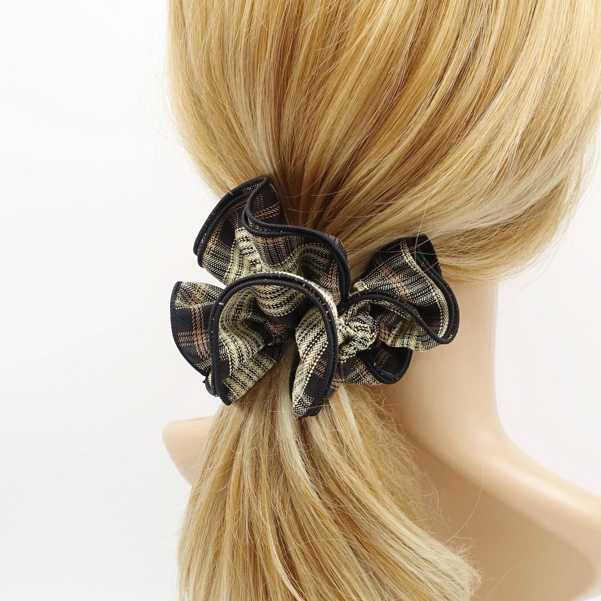 VeryShine cotton plaid scrunchies medium hair elastic accessory