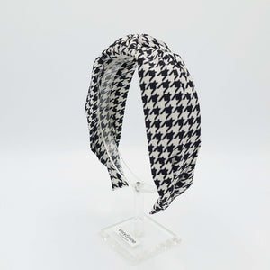 VeryShine Cream white plaid check knotted headband casual woman hairband hair accessories