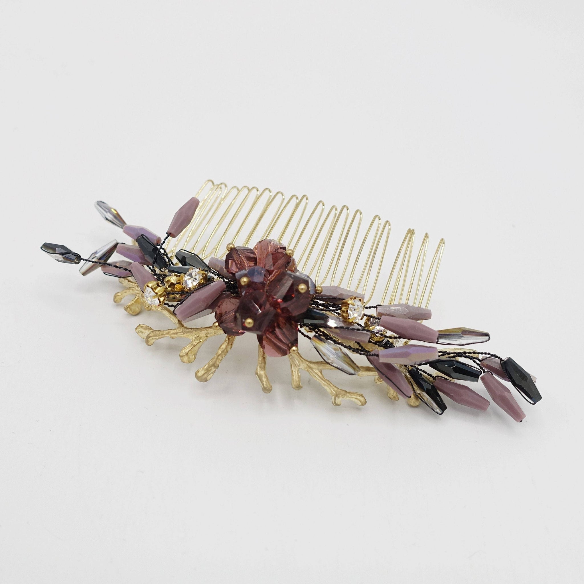VeryShine crystal beaded flower hair comb event hair accessory