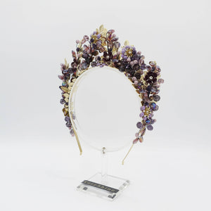 VeryShine crystal beaded tiara gold metal headband special event hairband for women