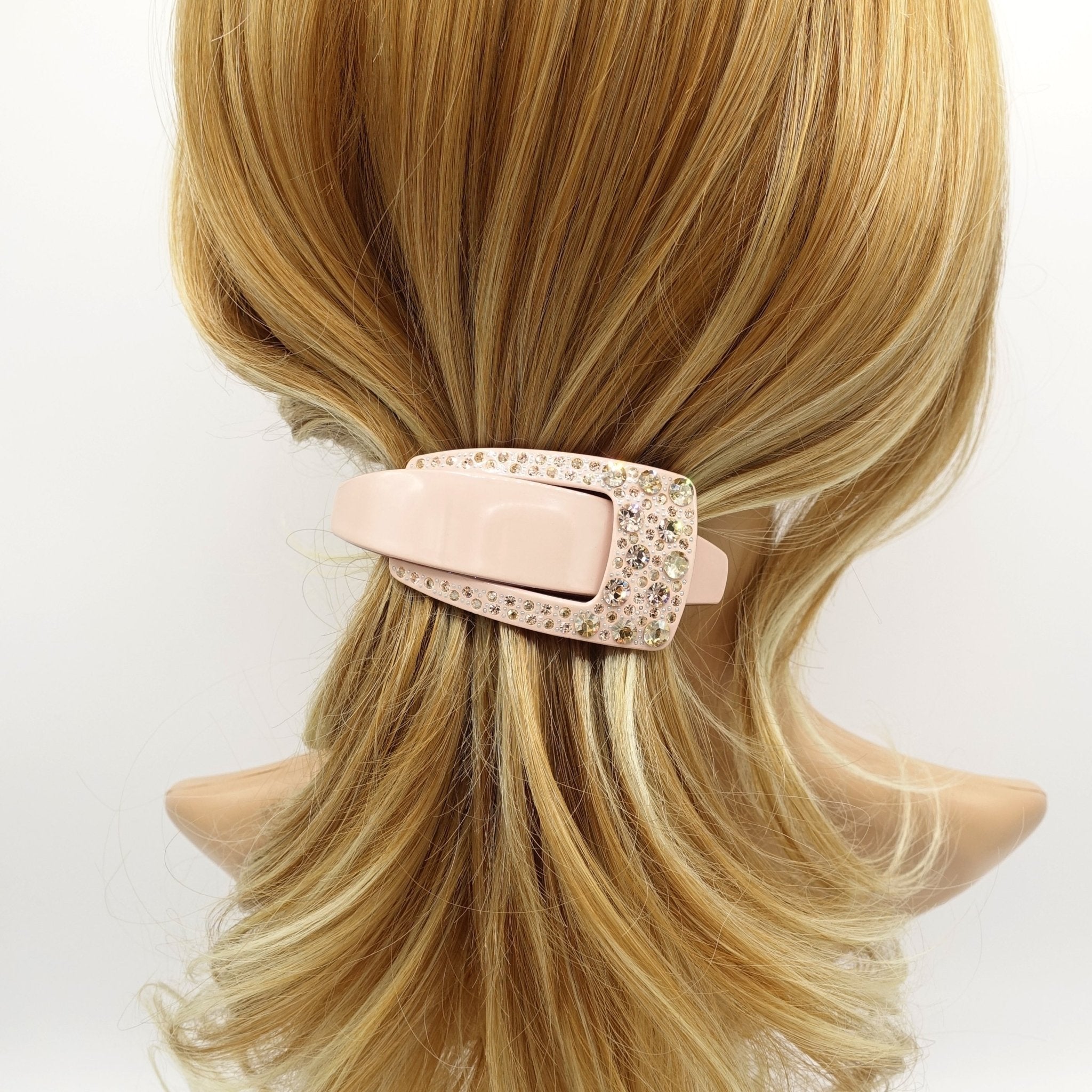 VeryShine crystal rhinestone embellished buckle cellulose hair barrette women hair accessory