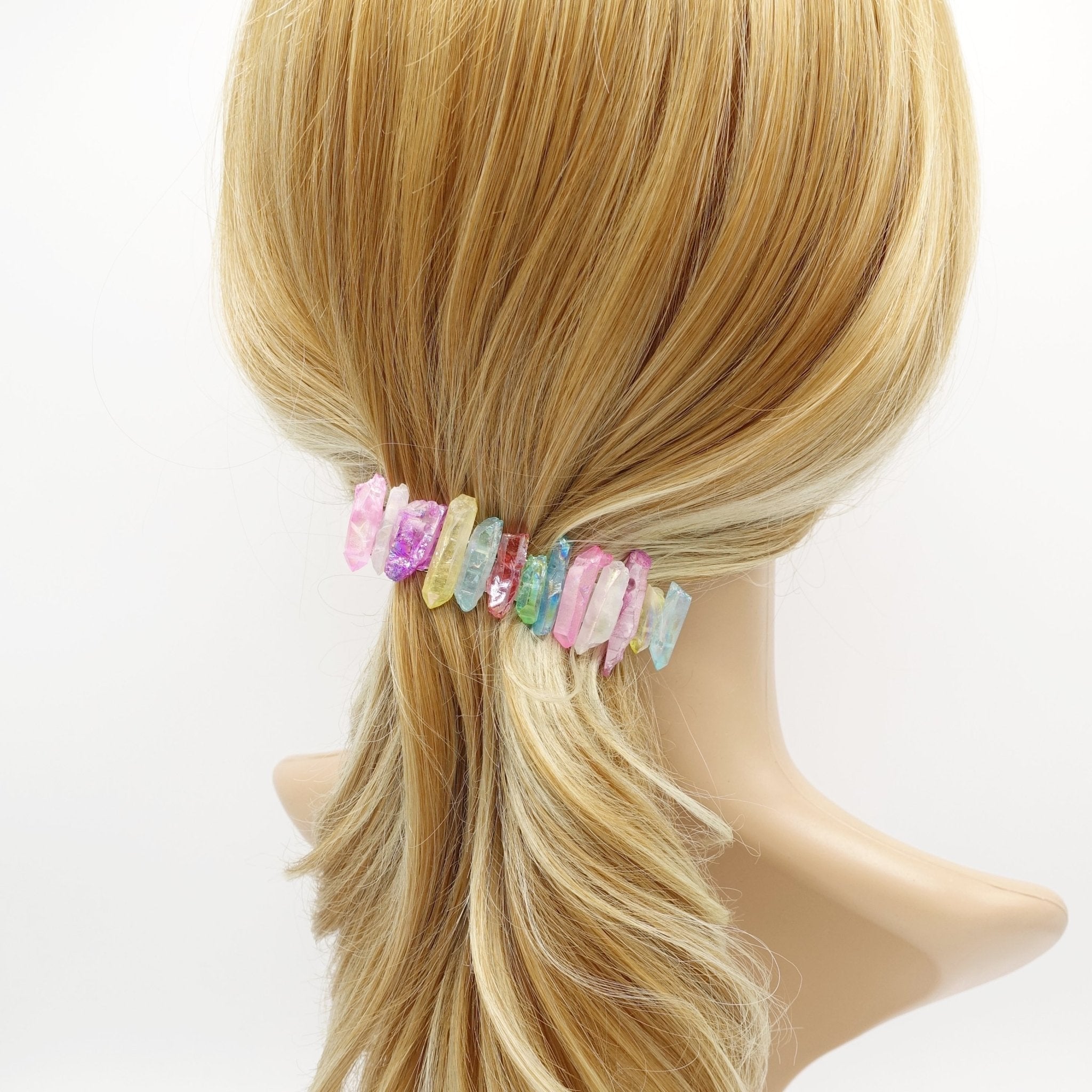 VeryShine crystal stone hair barrette quartz dyed natural hair accessory for women
