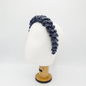 VeryShine denim frayed edge padded wrap headband stylish hair accessory for women
