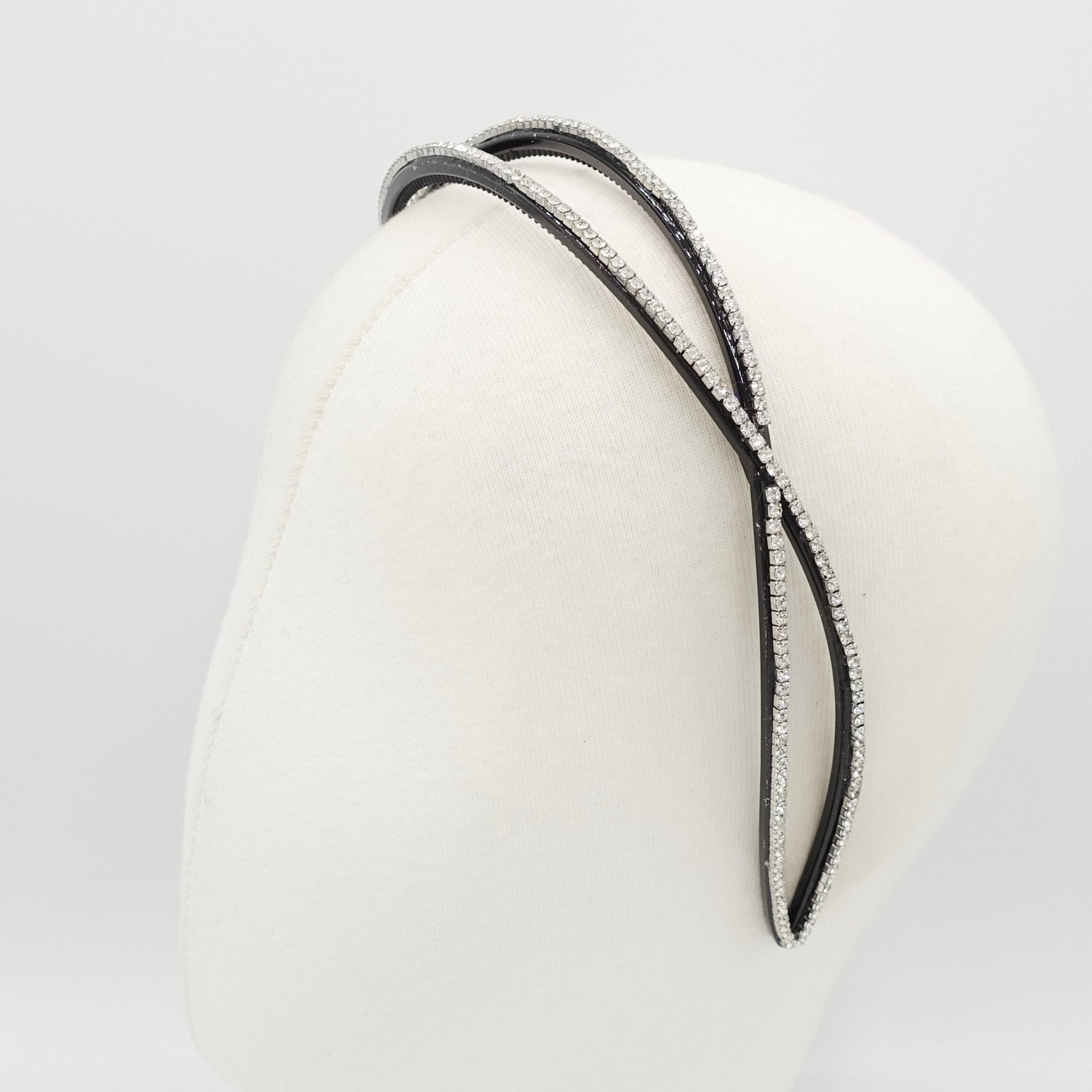 VeryShine double cross headband rhinestone chain embellished acrylic double hairband woman hair accessory