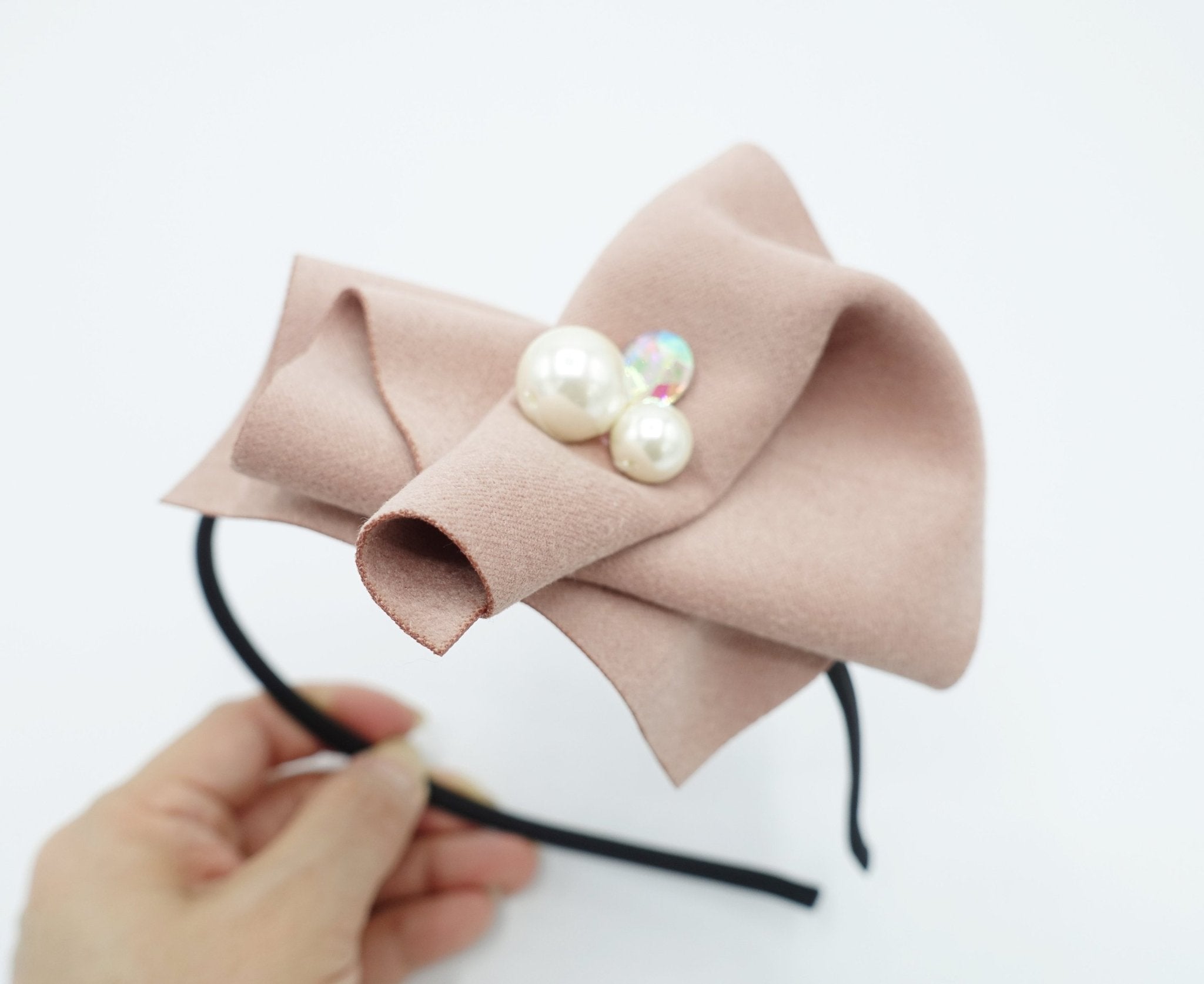 VeryShine embellished thin headband folded suede fabric hair accessory for women