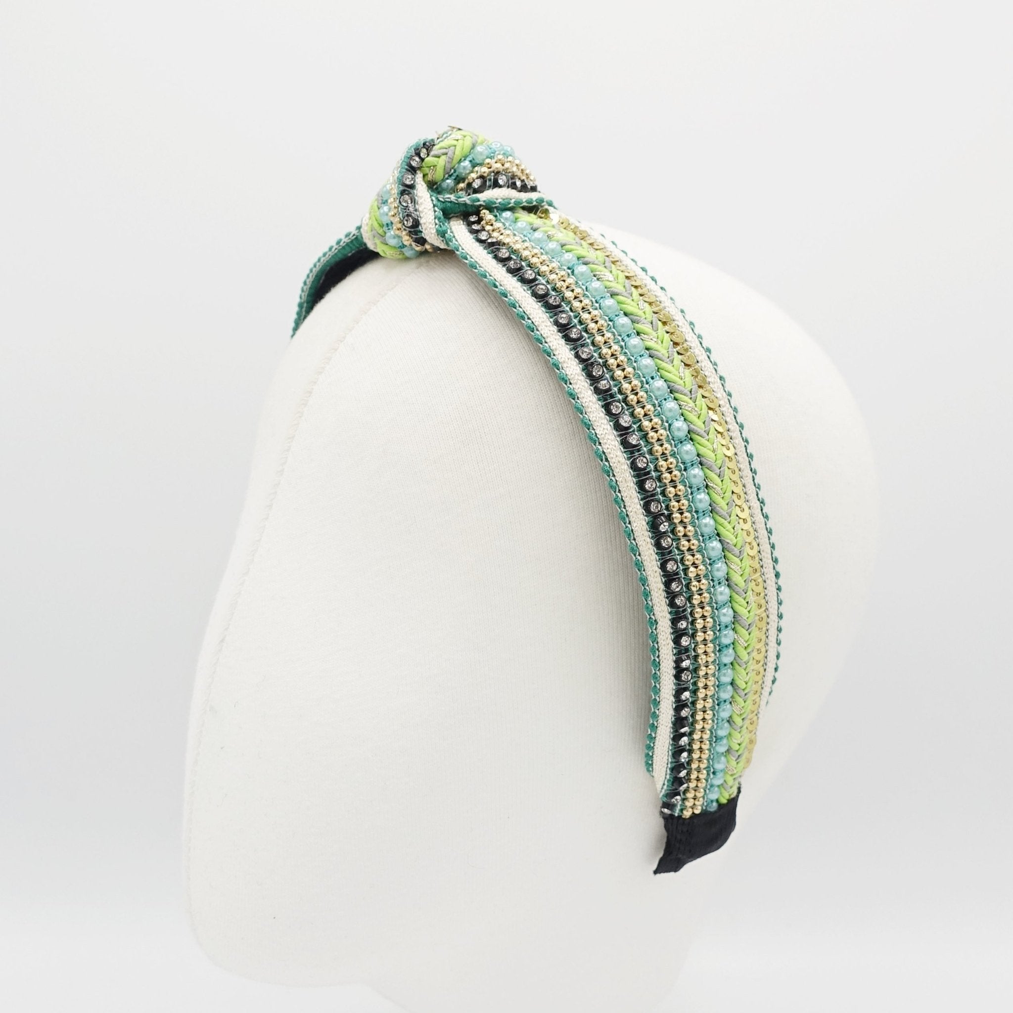 VeryShine embellished top knot headband sequin pearl rhinestone decorated hairband