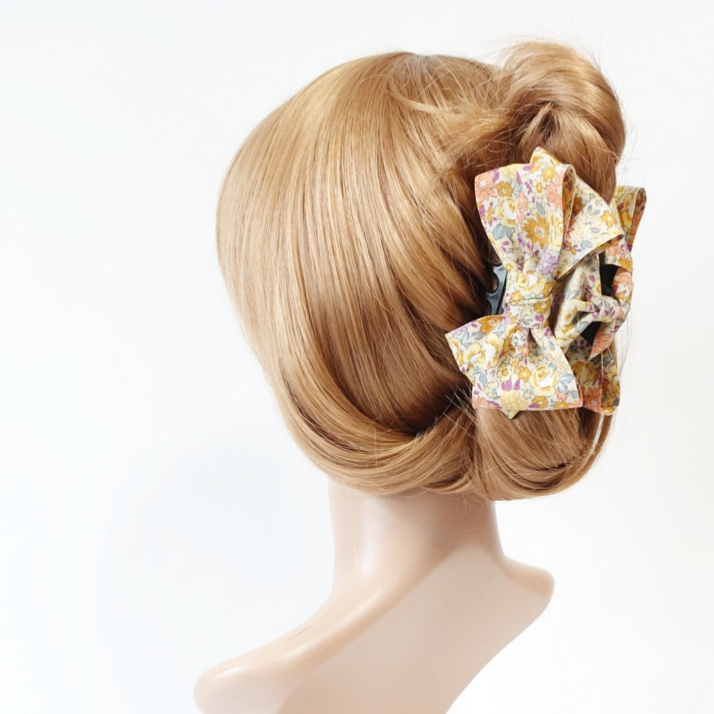 VeryShine Floral Garden Flower Print Bow Hair Jaw Claw Clip Women Hair Accessories Handmade Bow Clamp