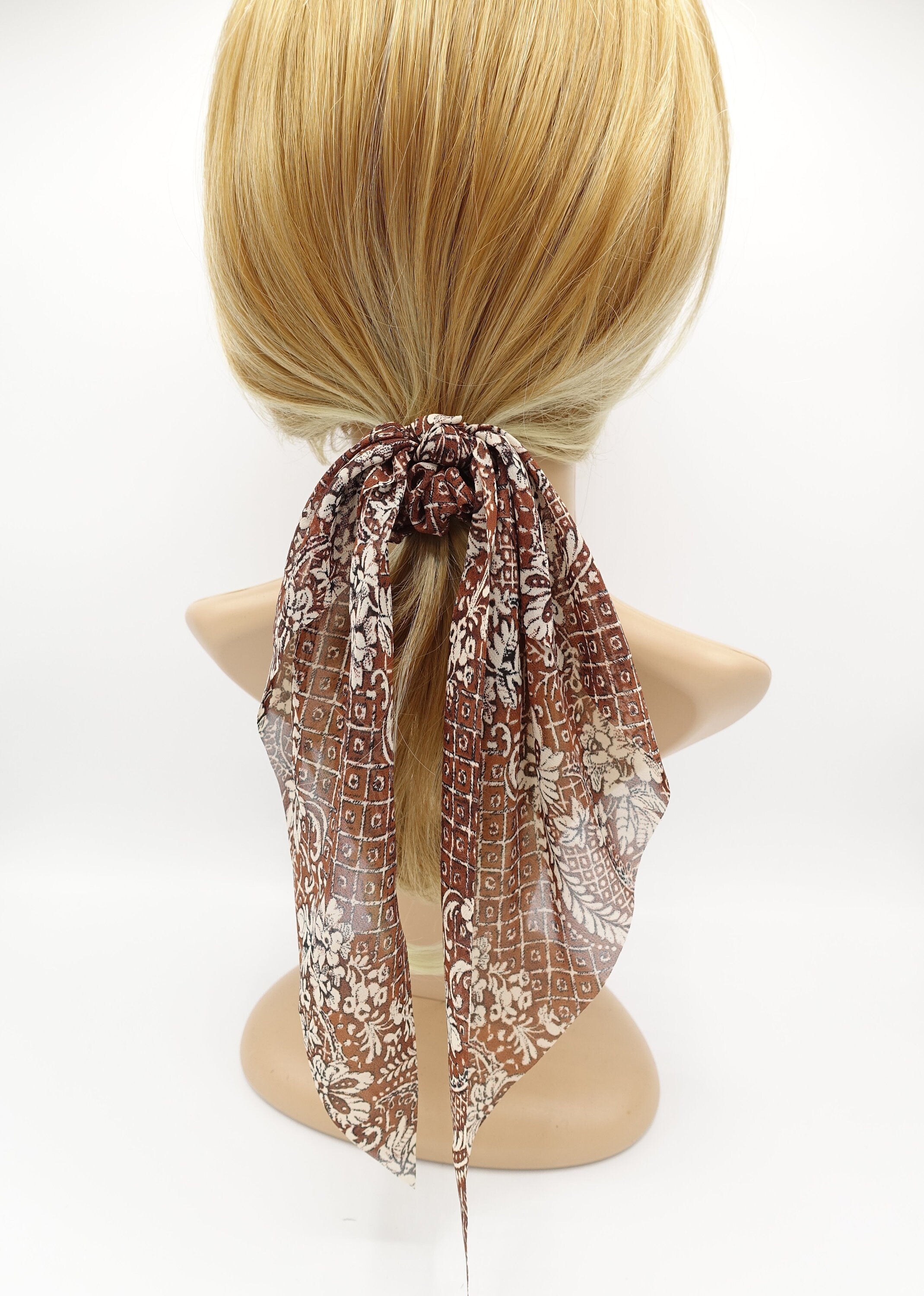 Paisley Seiden-Haargummis Mit Schleife – Floraler Druck, 2-in-1 Design Mit Abnehmbarem Band