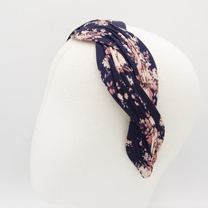 VeryShine floral print pleated wave headband stylish cross hairband women hair accessory