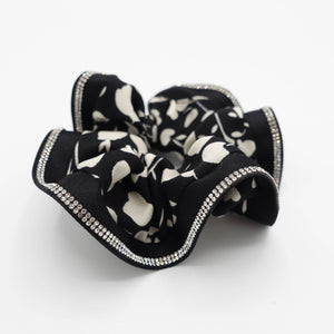 VeryShine floral scrunchies hotfix embellished trim hair elastic scrunchie for women