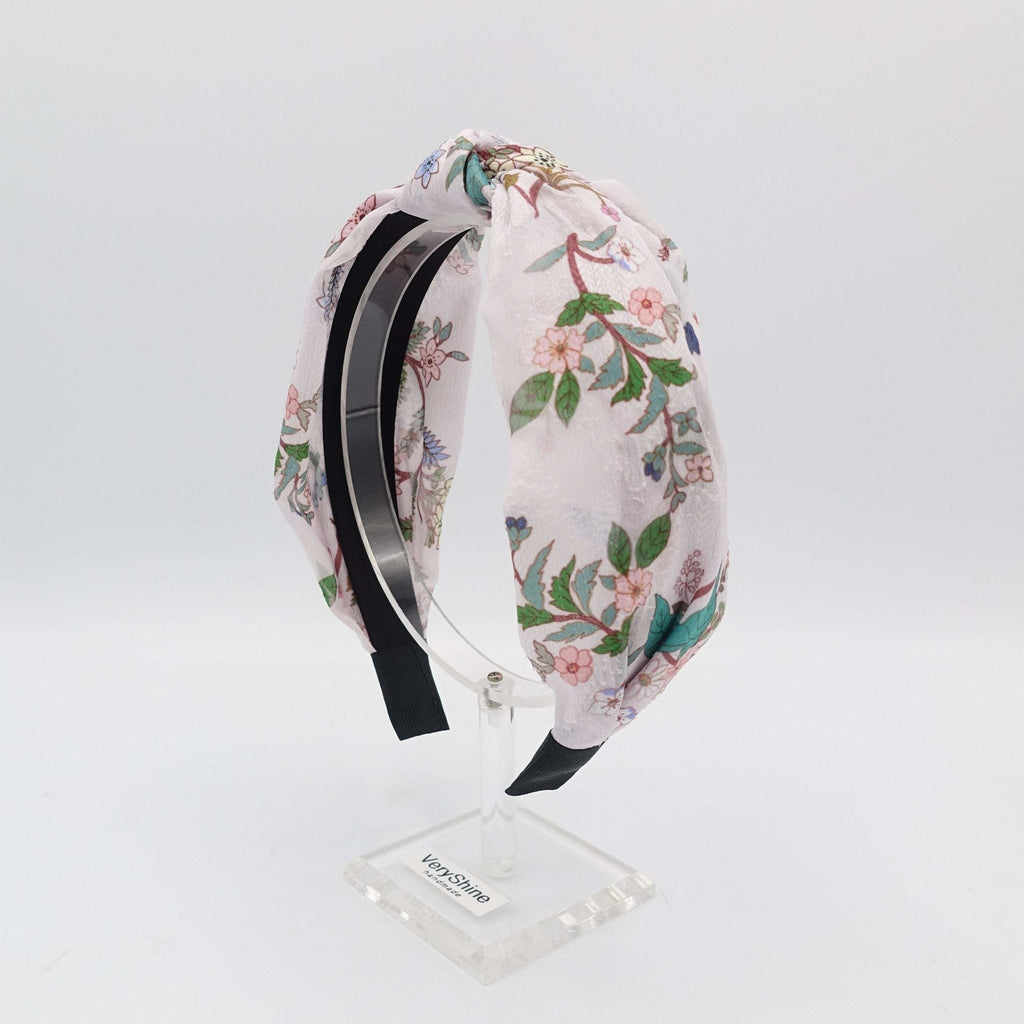 VeryShine flower stem knot headband silk screen print chiffon hairband luxury women hair accessory