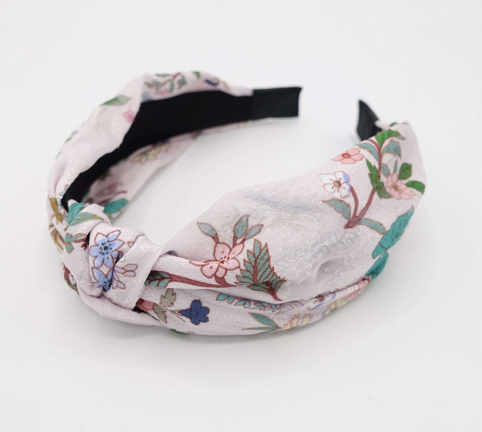 VeryShine flower stem knot headband silk screen print chiffon hairband luxury women hair accessory