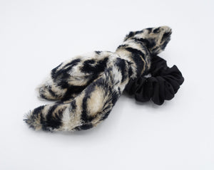VeryShine fur hair bow scrunchies leopard print hair tie stylish hair accessory for women
