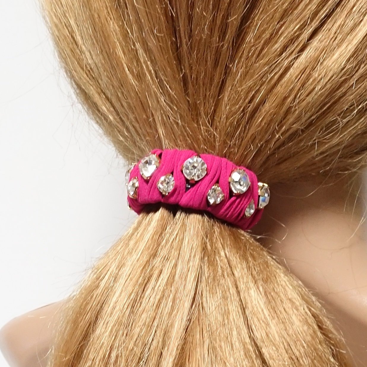 VeryShine glass rhinestone fabric wrapped ponytail clip women hair accessory