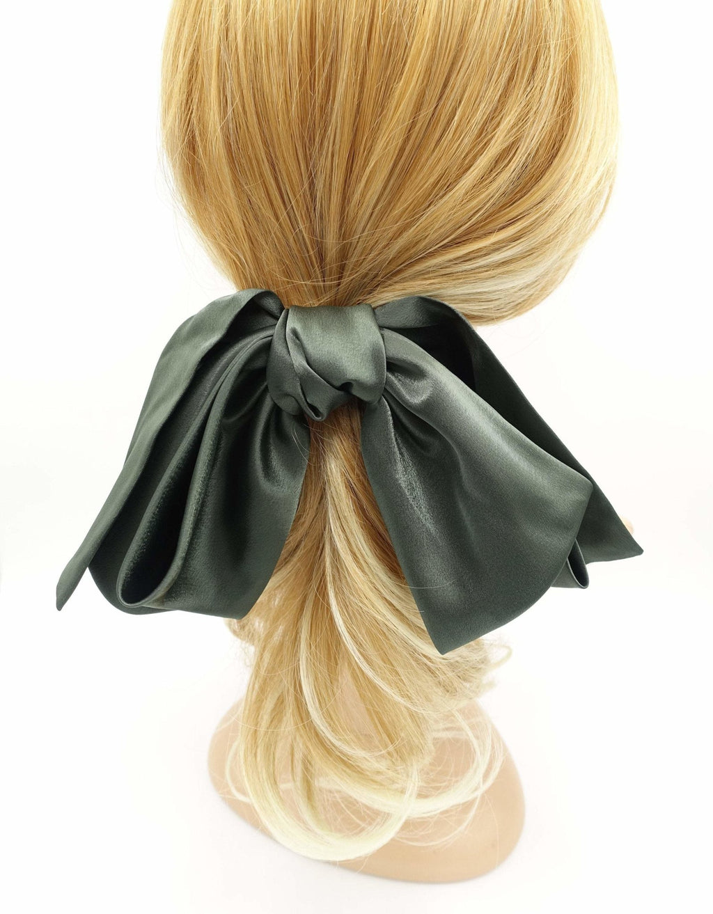 VeryShine glossy satin large hair bow double layered droopy bow hair stylish Autumn hair accessory for women