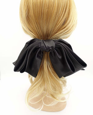 VeryShine glossy satin large hair bow double layered droopy bow hair stylish Autumn hair accessory for women