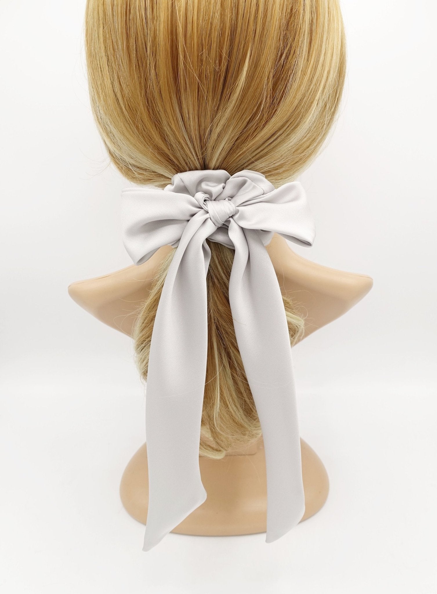 VeryShine glossy satin tail bow knot scrunchies hair tie elastic scrunchy accessory for women