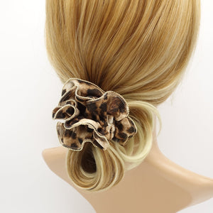 VeryShine golden chain trim leopard scrunchies animal print scrunchy women hair accessories