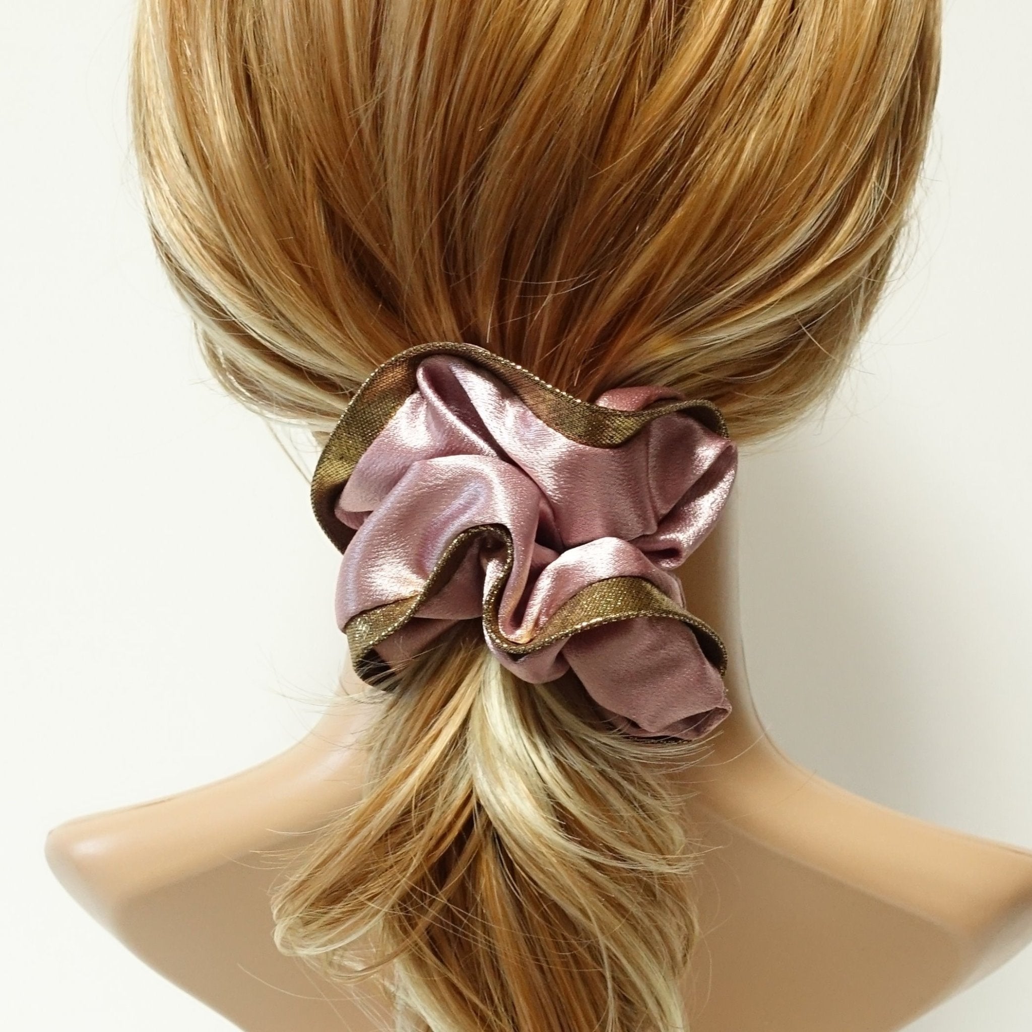 VeryShine golden dazzling trim vivid satin scrunchies women hair elastic scrunchy accessory