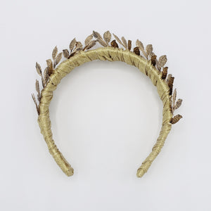 VeryShine golden laurel leaves headband metallic wrap bridal hair accessory for wedding