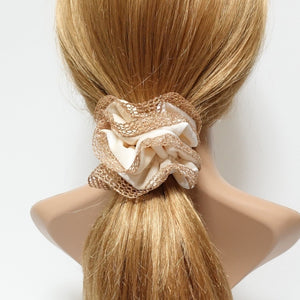 VeryShine golden mesh trim velvet scrunchies dazzle decorated hair elastic scrunchy women hair accessory