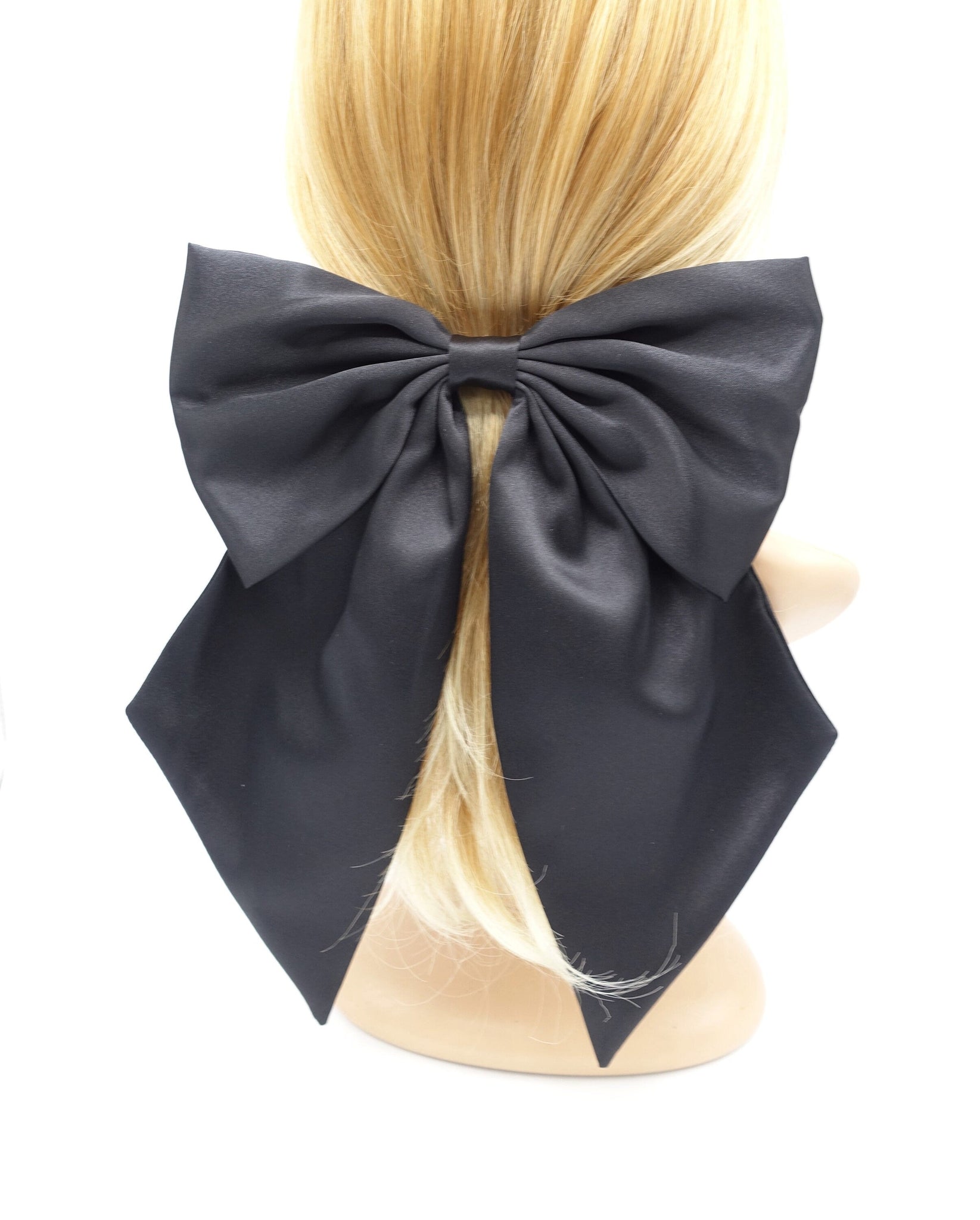 black oversized satin hair bow for special occasions