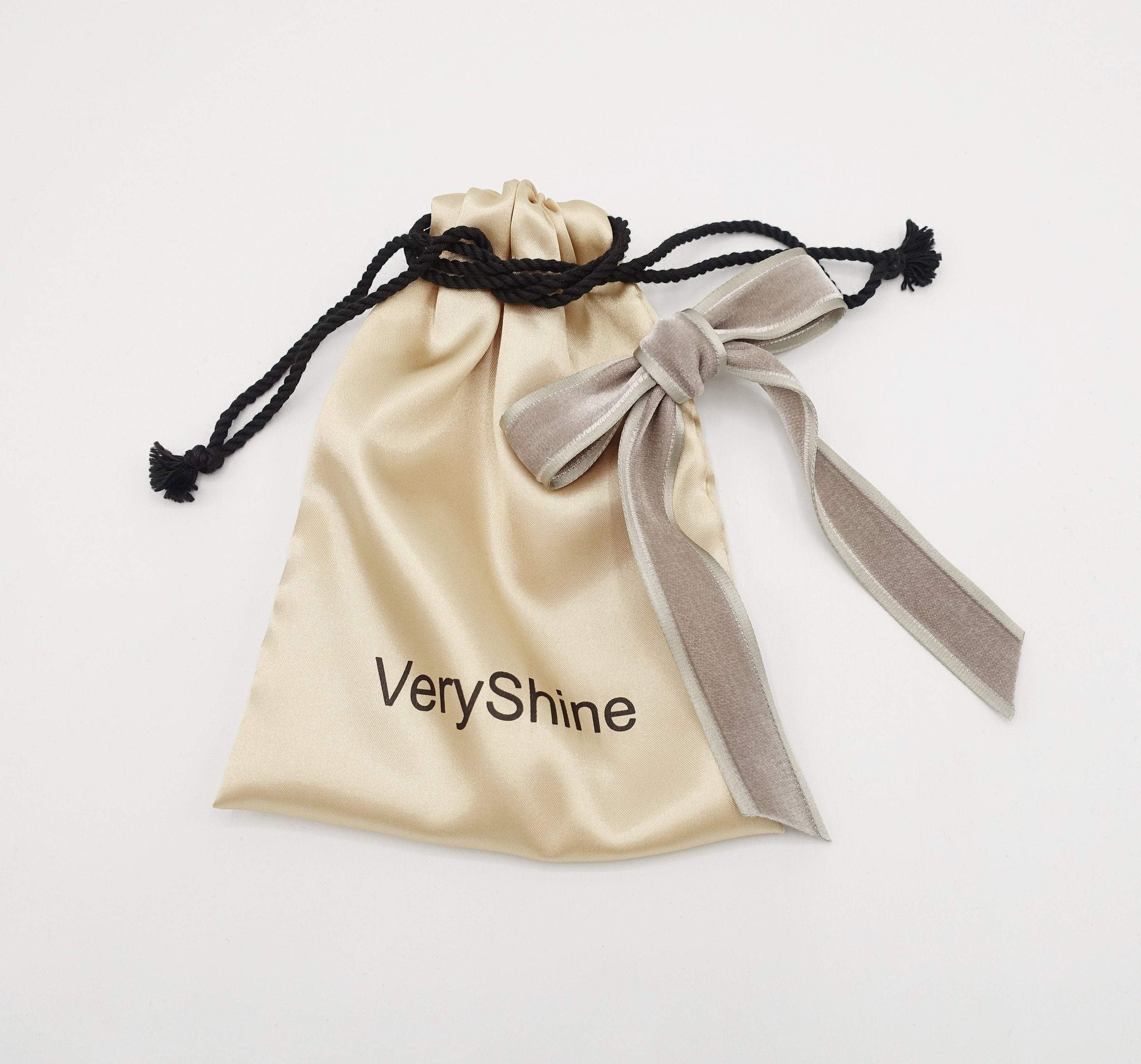 VeryShine Gray satin edge velvet hair bow  VS-202102
