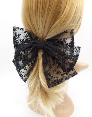 VeryShine Hair Accessories Black floral lace hair bow layered hair accessory for women
