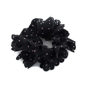 VeryShine Hair Accessories Black Floral Lace petal  scrunchies Polka Dot Hair Elastic Ponytail Holder Women Hair Ties Accessory