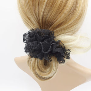 VeryShine Hair Accessories Black floral lace scrunchies medium hair ties hair accessory for women