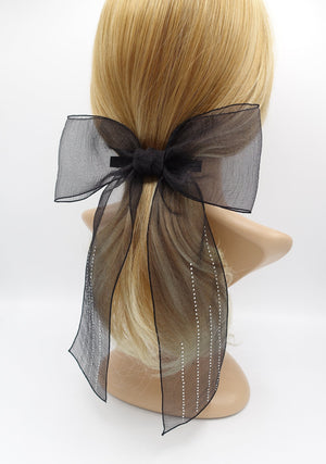 VeryShine Hair Accessories Black organza bling hair bow large sytlish hair bow for women