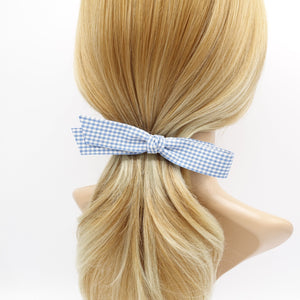 VeryShine Hair Accessories Blue gingham straight hair bow casual hair accessory for women