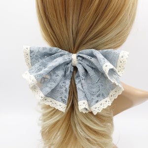 VeryShine Hair Accessories Blue two tone floral lace hair bow layered hair accessory for women
