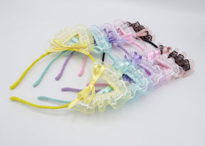 VeryShine Hair Accessories cat ear headband organza lace wrap event headband