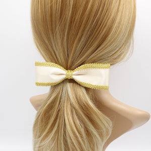 VeryShine Hair Accessories Cream golden edge satin hair bow