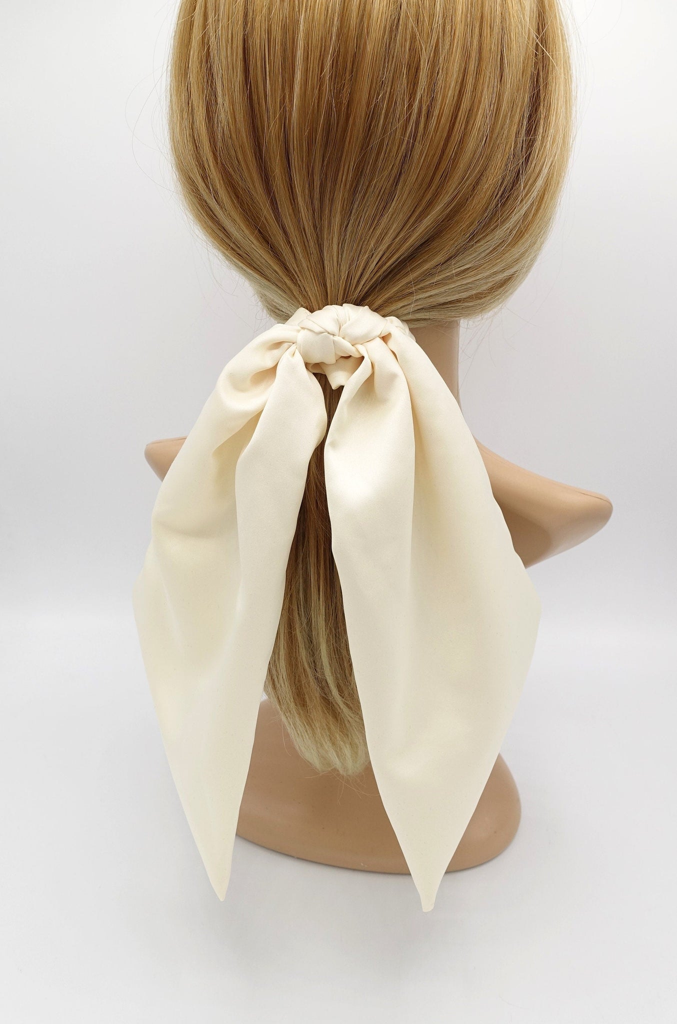 VeryShine Hair Accessories Cream satin tail bow scrunchies