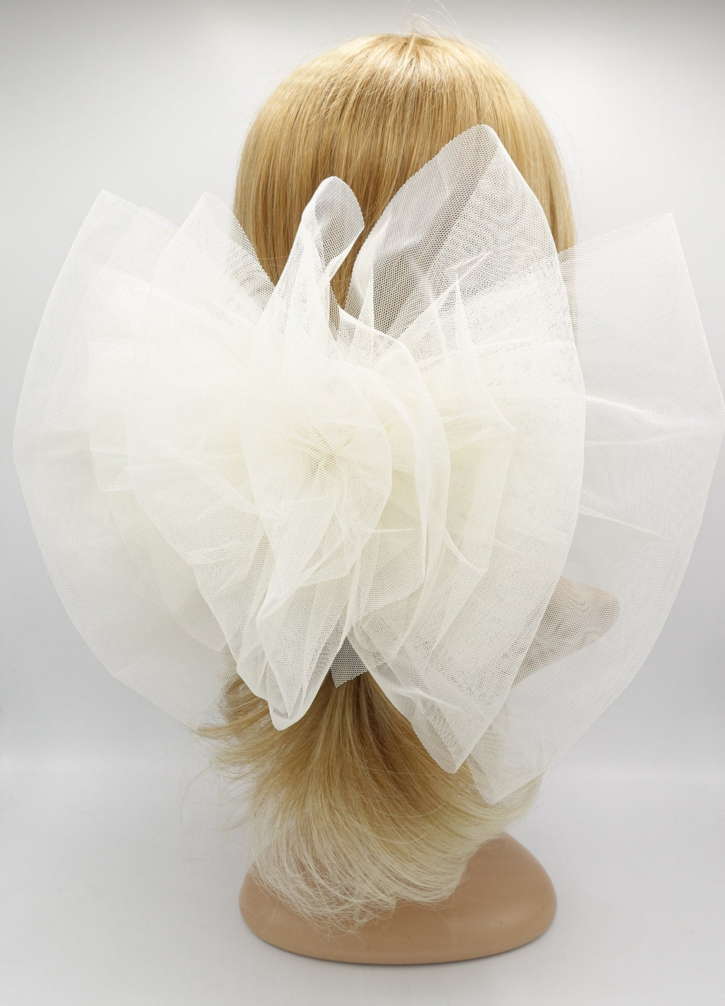 VeryShine Hair Accessories Cream white gigantic tulle hair bow brooch hair accessory for women