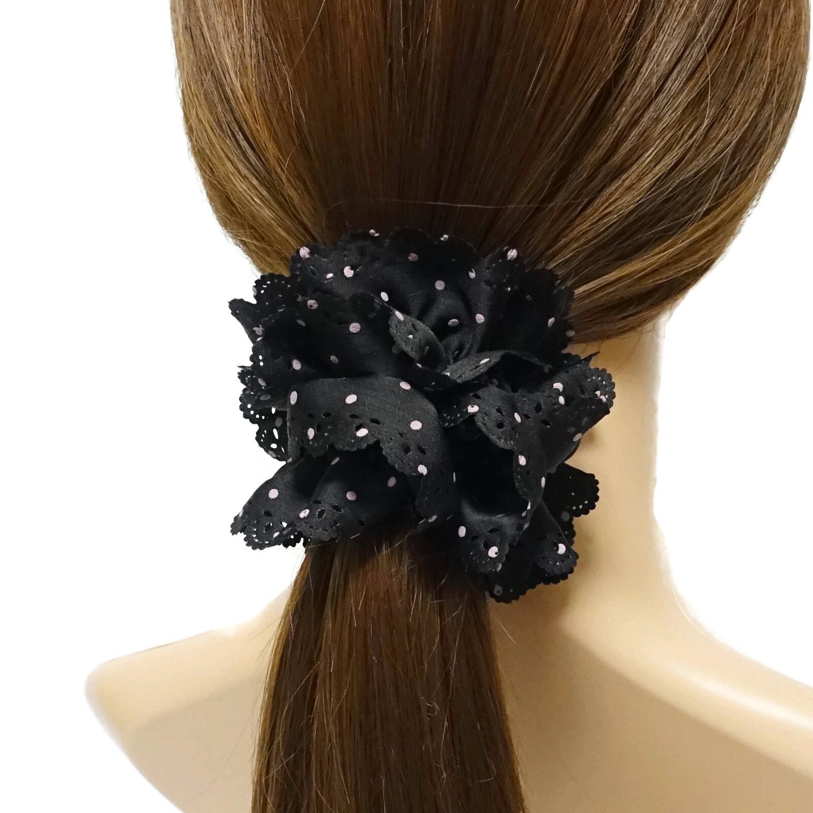 VeryShine Hair Accessories Floral Lace petal  scrunchies Polka Dot Hair Elastic Ponytail Holder Women Hair Ties Accessory