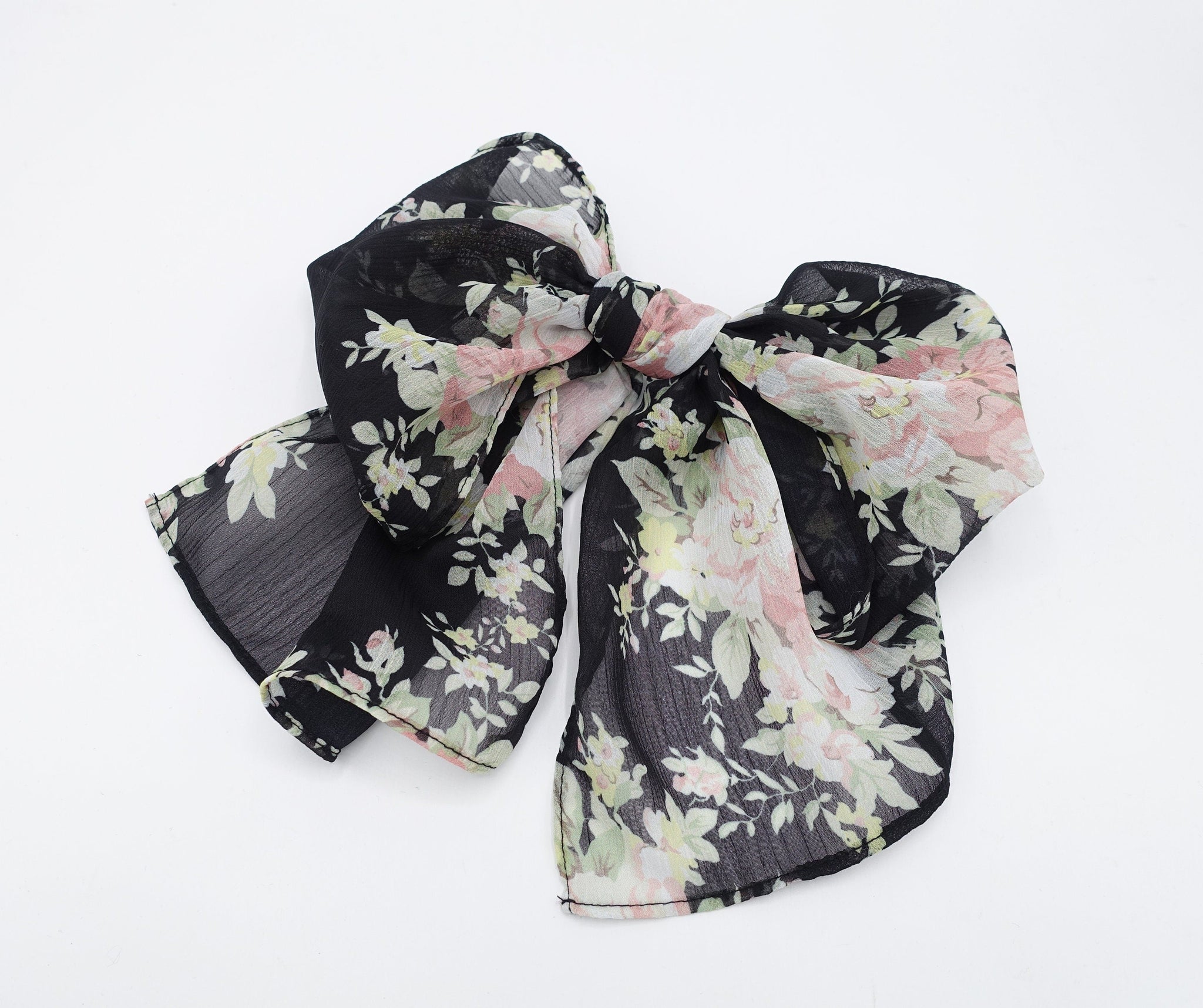 VeryShine Hair Accessories floral rolled hem chiffon hair bow barrette accessory for women