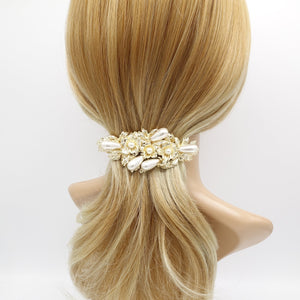 VeryShine Hair Accessories Gold metal flower hair barrette bridal pearl hair accessory